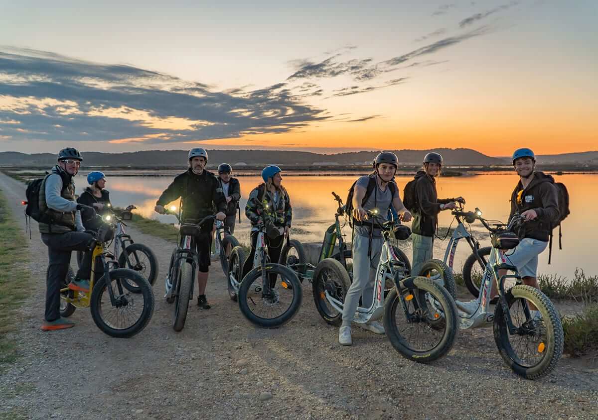 visite originale salin de gruissan en trottinette électrique tout terrain